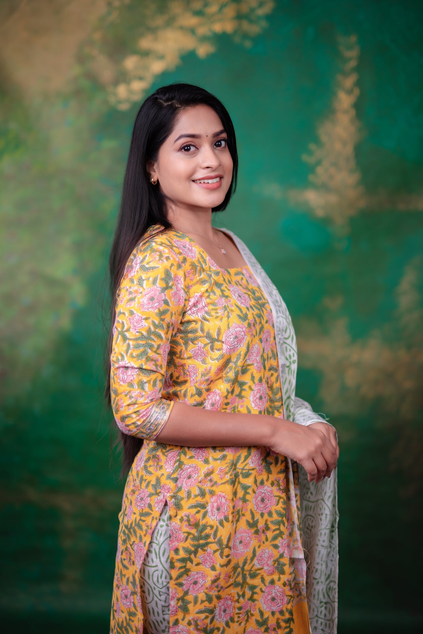 Bagaru Cotton Yellow Kurta set