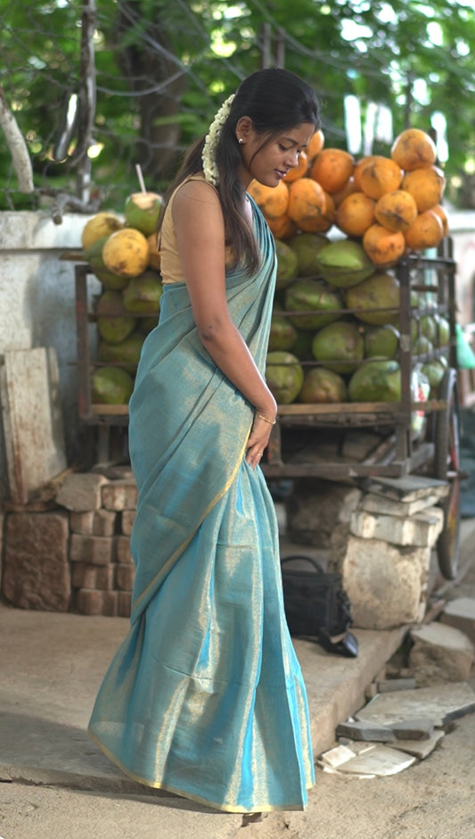 Linen tissue saree